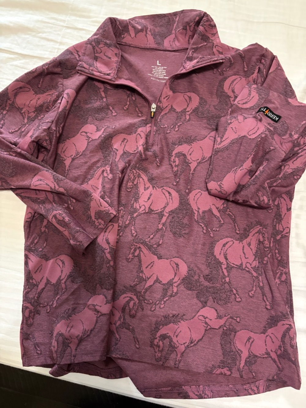 Ariat Mauve Horse-Print Quarter Zip Pullover